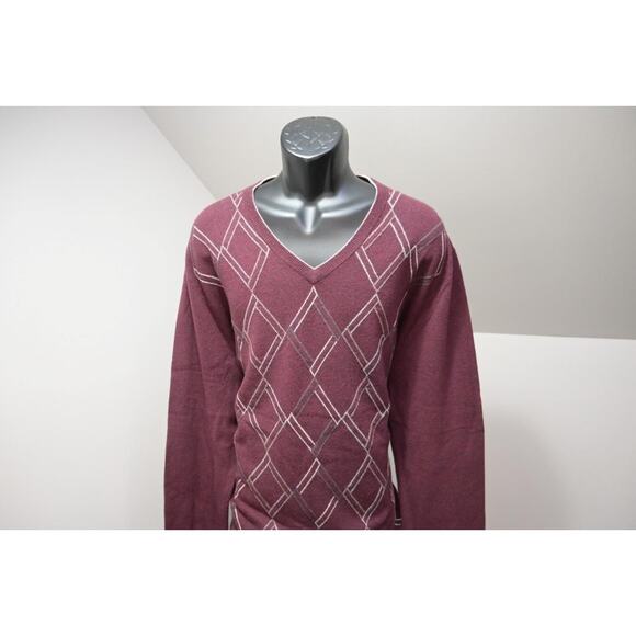 Jos A Bank V Neck Pullover Sweater Argyle Merino Wool Nylon Mens Size 2XL - Picture 3 of 8